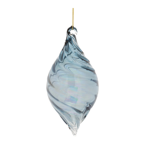 Blue Swirl Glass Ornament, 3" - 5" (3 styles - sold individually)