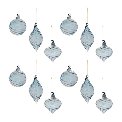 Blue Swirl Glass Ornament, 3" - 5" (3 styles - sold individually)