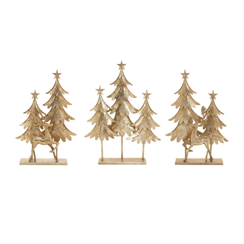 Tree and Deer (Set of 3) 15.5"L x 23.5"H, 15.25"L x 25.5"H Iron