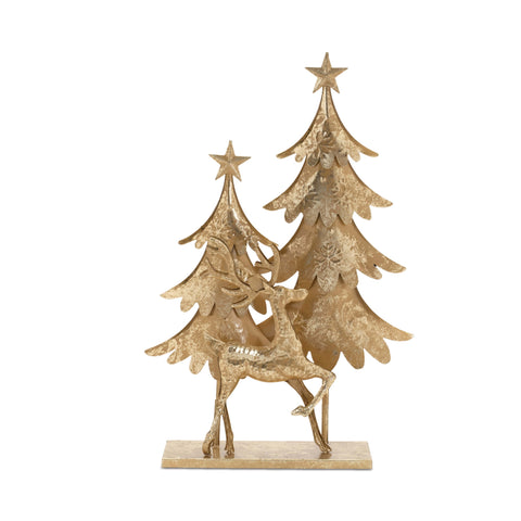 Tree and Deer (Set of 3) 15.5"L x 23.5"H, 15.25"L x 25.5"H Iron