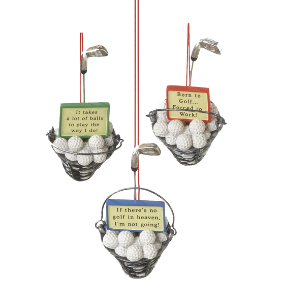 4"H Bucket of Golf Balls Ornaments