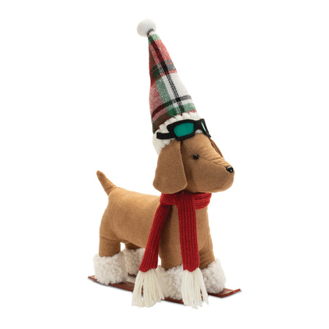 Dog on Sled/Skis Figurine, 13" (2 styles - sold individually)