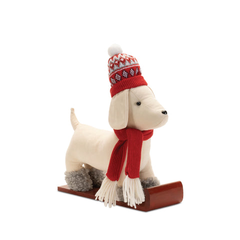 Dog on Sled/Skis Figurine, 13" (2 styles - sold individually)