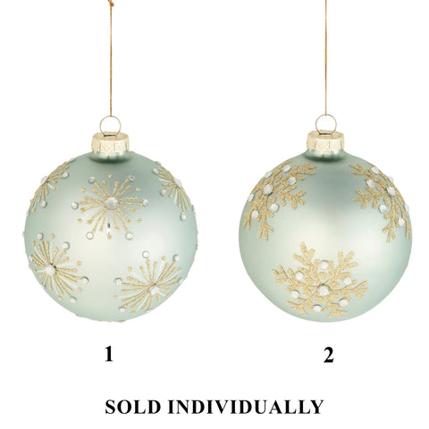 Glass Ball Ornament, 4" (2 styles - sold individually)