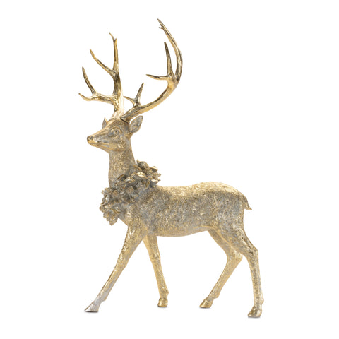 Deer w/Wreath 16"L x 19"H / 17.5"L x 27.5"H Resin (2 Styles - Sold Individually)