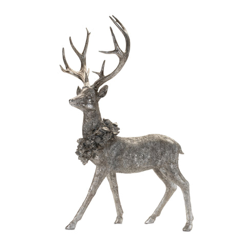 Deer w/Wreath (2 Styles - Sold Individually) 15"L x 19"H, 17.5"L x 27.5"H Resin