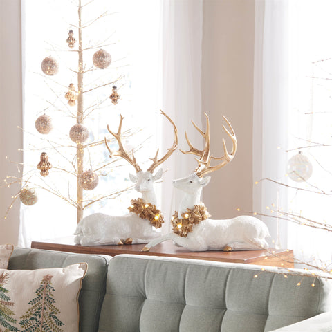 Resin LED White Deer Figurine, 20" (2 styles - sold individually)