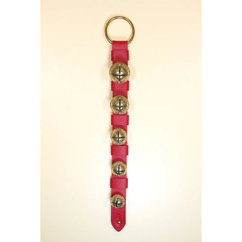 5 Solid Brass Belsnickel Bells on 2-Ply Strap, 22.5"