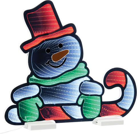 Snowman w/Candy Cane Infinity Light, 21.5"H (Acrylic, UL Plug)