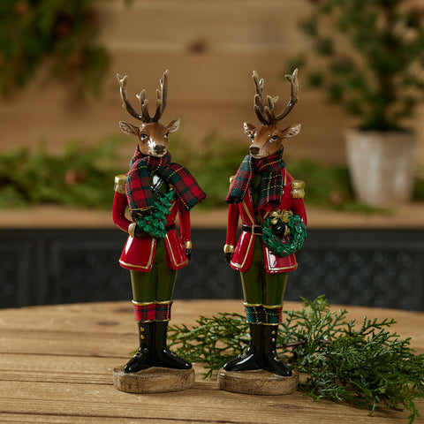 Resin/Fabric Deer Soldier Figurine, 10.75" (2 styles - sold individually)