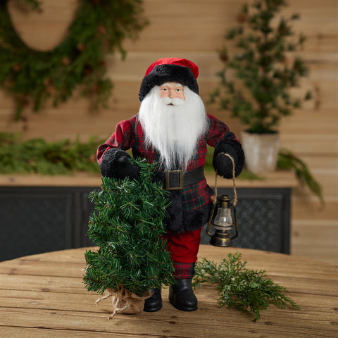 Santa w/Tree & Lantern Figurine, 18.5"