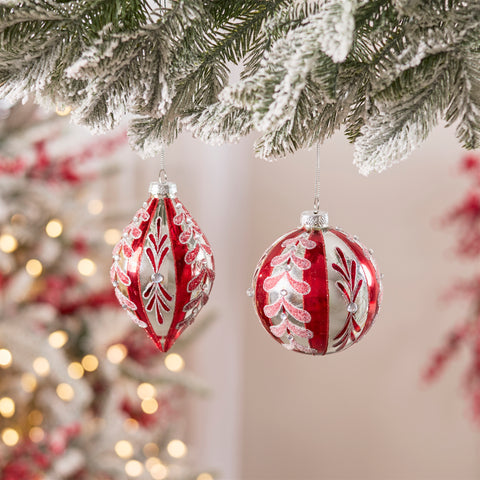 Red Glass Ornament, 4 - 5" (2 styles - sold individually)