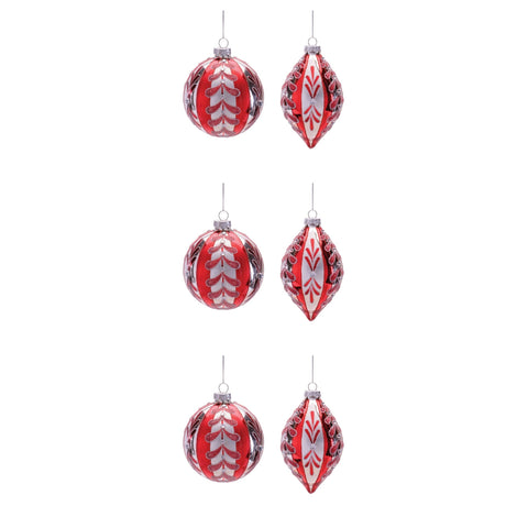 Red Glass Ornament, 4 - 5" (2 styles - sold individually)