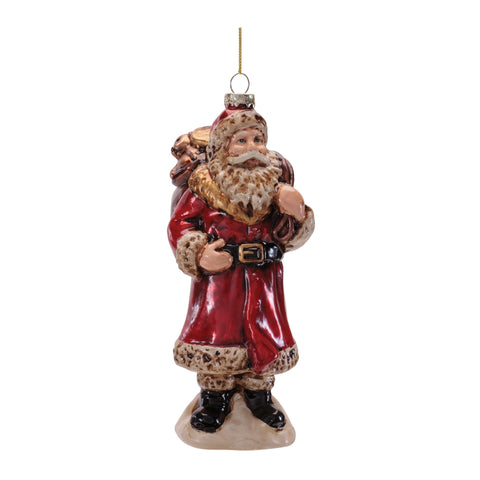 Glass Santa Figure Ornament, 7.5" (2 styles - sold individually)