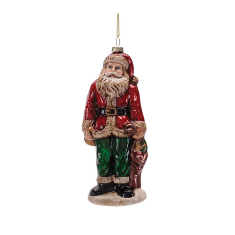 Glass Santa Figure Ornament, 7.5" (2 styles - sold individually)