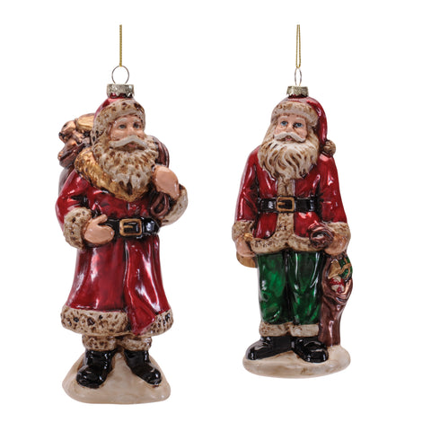 Glass Santa Figure Ornament, 7.5" (2 styles - sold individually)