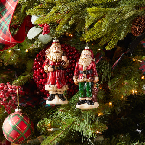 Glass Santa Figure Ornament, 7.5" (2 styles - sold individually)