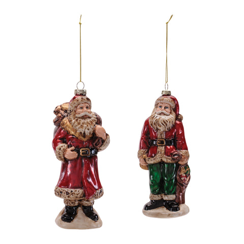 Glass Santa Figure Ornament, 7.5" (2 styles - sold individually)