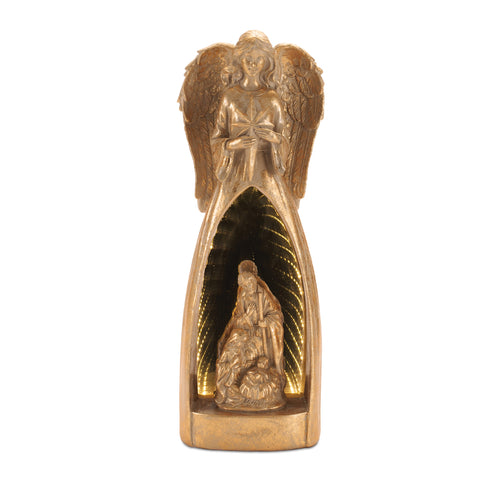 Angel Infinity Light w/Holy Family Creche, Acrylic w/UL Plug, 15.5"