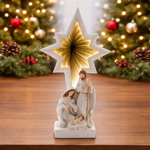 Holy Family w/Star Infinity Light, Acrylic w/UL Plug, 15.5"