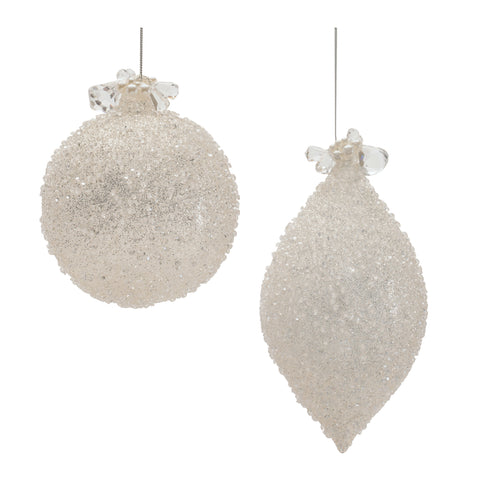 White Glass Ornament, 5 - 7" (2 styles - sold individually)