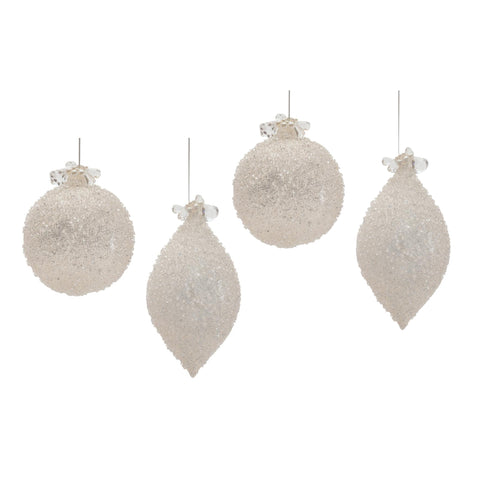 White Glass Ornament, 5 - 7" (2 styles - sold individually)