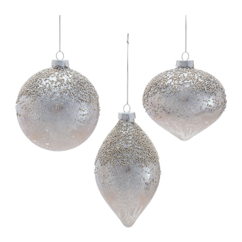 Glass Pearl Ornament, 4" - 4.5" (3 styles - sold individually)