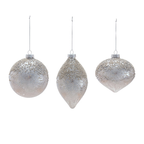 Glass Pearl Ornament, 4" - 4.5" (3 styles - sold individually)