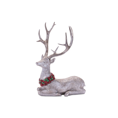 Resin Deer Figurine w/Red Wreath, 19.5" - 28" (2 styles - sold individually)