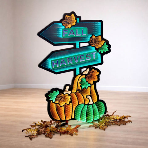 Fall Harvest Sign Infinity Light, Acrylic w/UL Plug, 35"