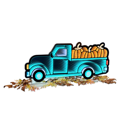 Truck w/Pumpkins Infinity Light, Acrylic w/UL Plug, 35 x 16"