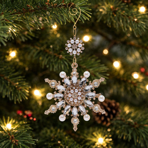 Pearl and Jewel Snowflake Ornament, 10"