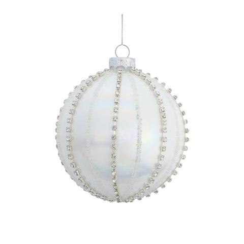 White Glass Ornament, 4" - 5" (2 styles - sold individually)