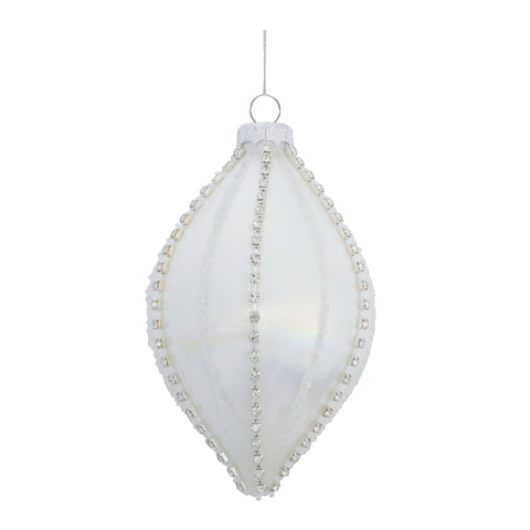 White Glass Ornament, 4" - 5" (2 styles - sold individually)