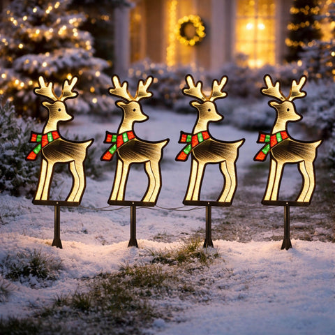 Reindeer Stake Infinity Light, Acrylic w/UL Plug, 12 x 16" (Set of 4)