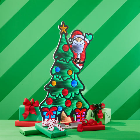 Waving Santa On Christmas Tree Infinity Light, Acrylic w/UL Plug, 48"