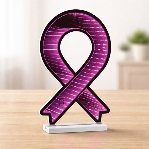 Breast Cancer Ribbon Infinity Light, Acrylic, W/ UL Plug, 16.5"