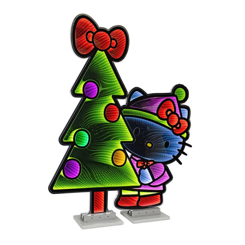 Hello Kitty W/Christmas Tree Infinity Light, Acrylic w/UL Plug, 47"