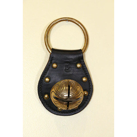 Solid Brass Belsnickel Bell - Stitched & Studded Doorhanger, 7"