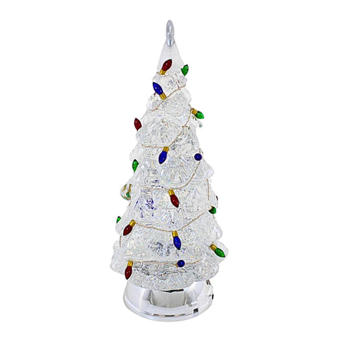 Lighted LED Swirl Tree w/ Color Bulbs & Silver Base, 12.5"