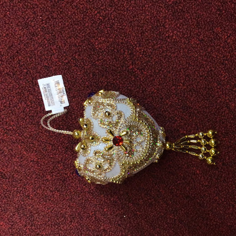 Kurt S. Adler White/Gold Heart Ornament