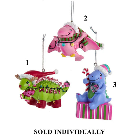 Colorful Dinosaur Ornaments, 3.25" (3 styles - sold individually)