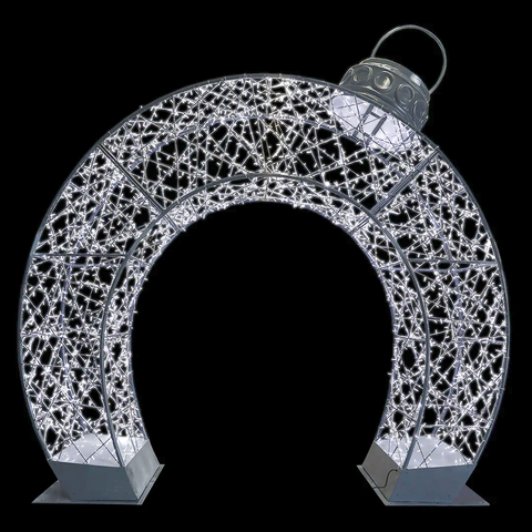 Large Ornament Gate Gunmetal, LED Lit (Cold White), 12'6"