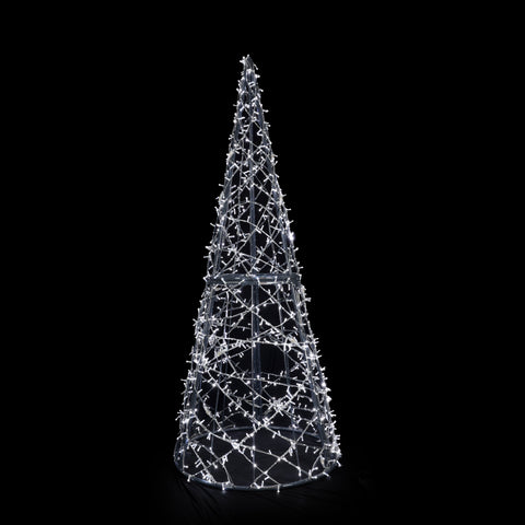 Giant Christmas Cone Struct Tree, LED Lit (Gunmetal/Cold White), 9ft