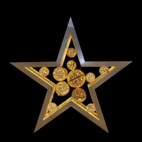 Large Star Frame w/Organic Balls, LED Lit, 8 ft