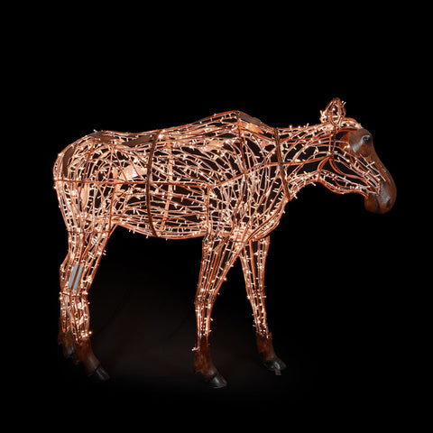 Large Golden White Mrs. Moose, LED Lit w/Fiberglass, 8'3"