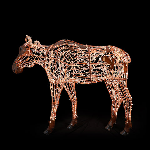 Large Golden White Mrs. Moose, LED Lit w/Fiberglass, 8'3"