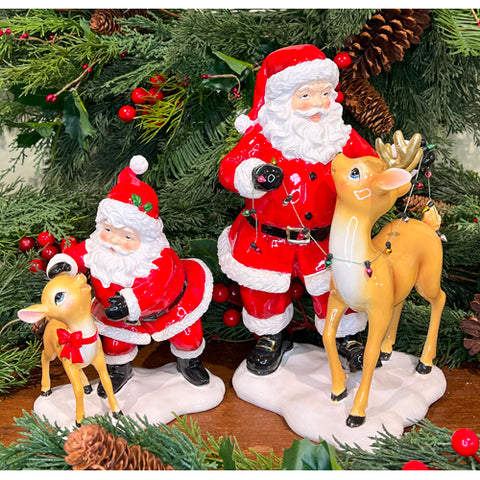 Santa & Reindeer, 8 - 12" (Set of 2)