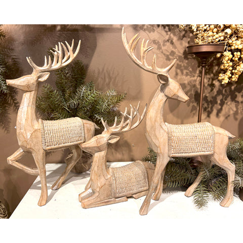 Wood Deer Figurines, 5-19" (Set of 3)