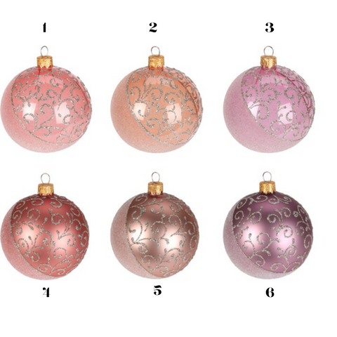100MM Half Glitter Pastel Christmas Ornament  (sold individually)